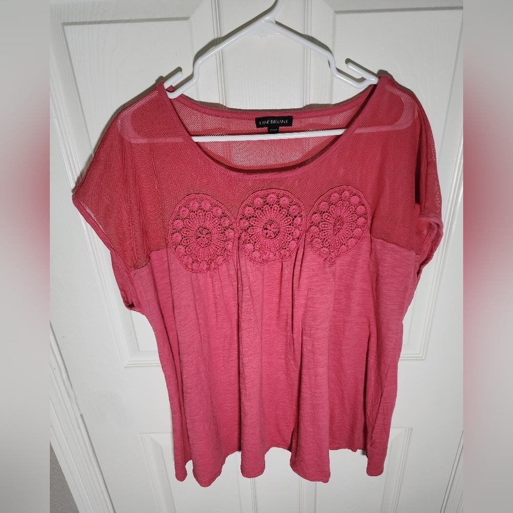 Lane Bryant Womens Lace Knit Sheer Top Plus Blouse